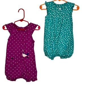 Carter’s Baby girl bundle of  2 bubble rompers playwear ruffles Size 18 months